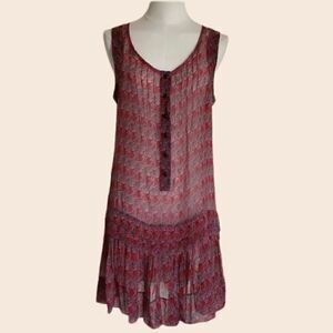 Sandro Silk Sheer Dropwaist Mini Dress Size 1